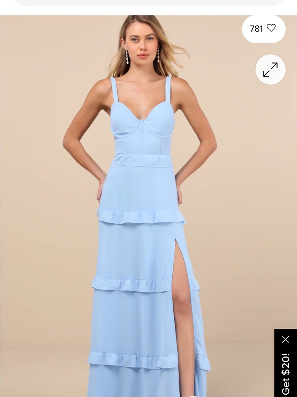 Lulu's Light Blue Ruffle Tiered Maxi Dress with Side Slit